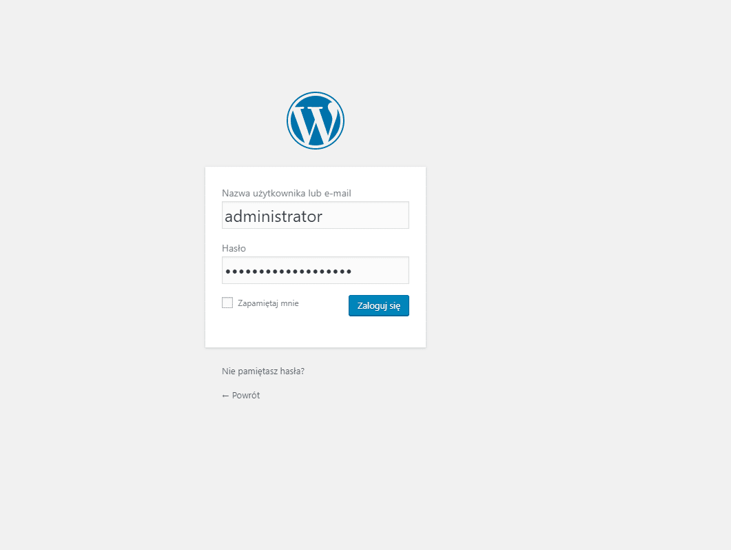 logowanie do systemu WordPress