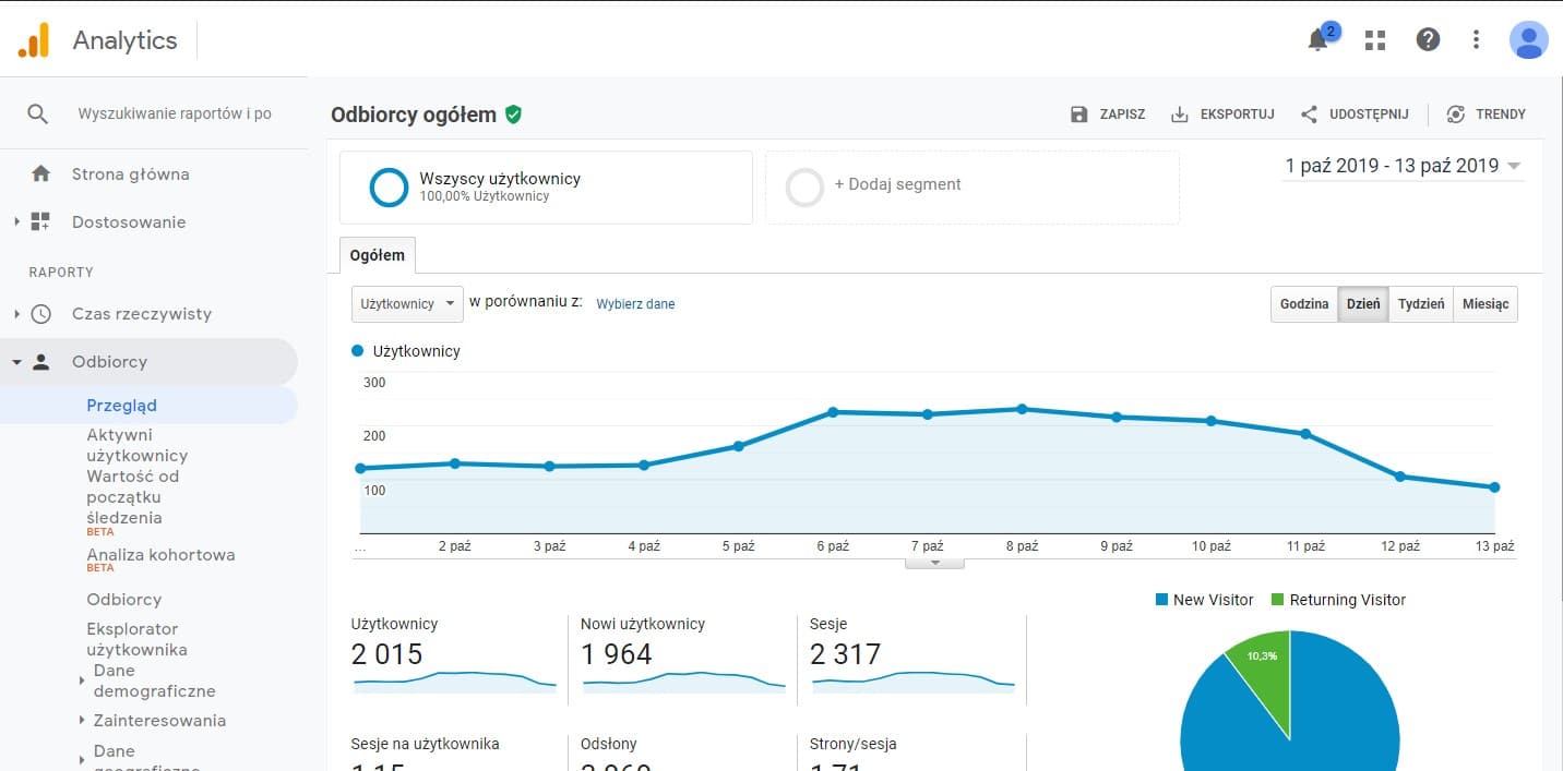 analiza użytkowników w Google Analytics