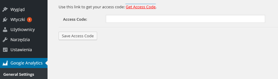 Google Analytics kod śledzenia. WordPress