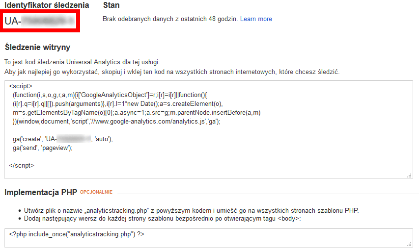 Google Analytics - kod śledzenia