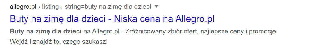 Cechy produktu zastosowane w meta description