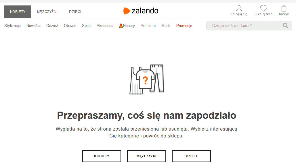 błąd 404 Zalando