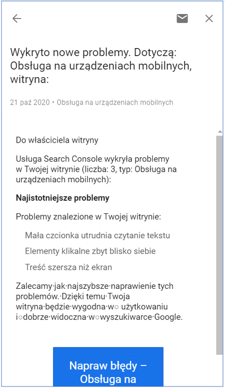 Problemy w obsłudze na urządzeniach mobilnych