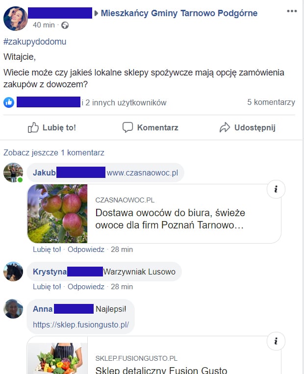 grupy mieszkańców na facebooku