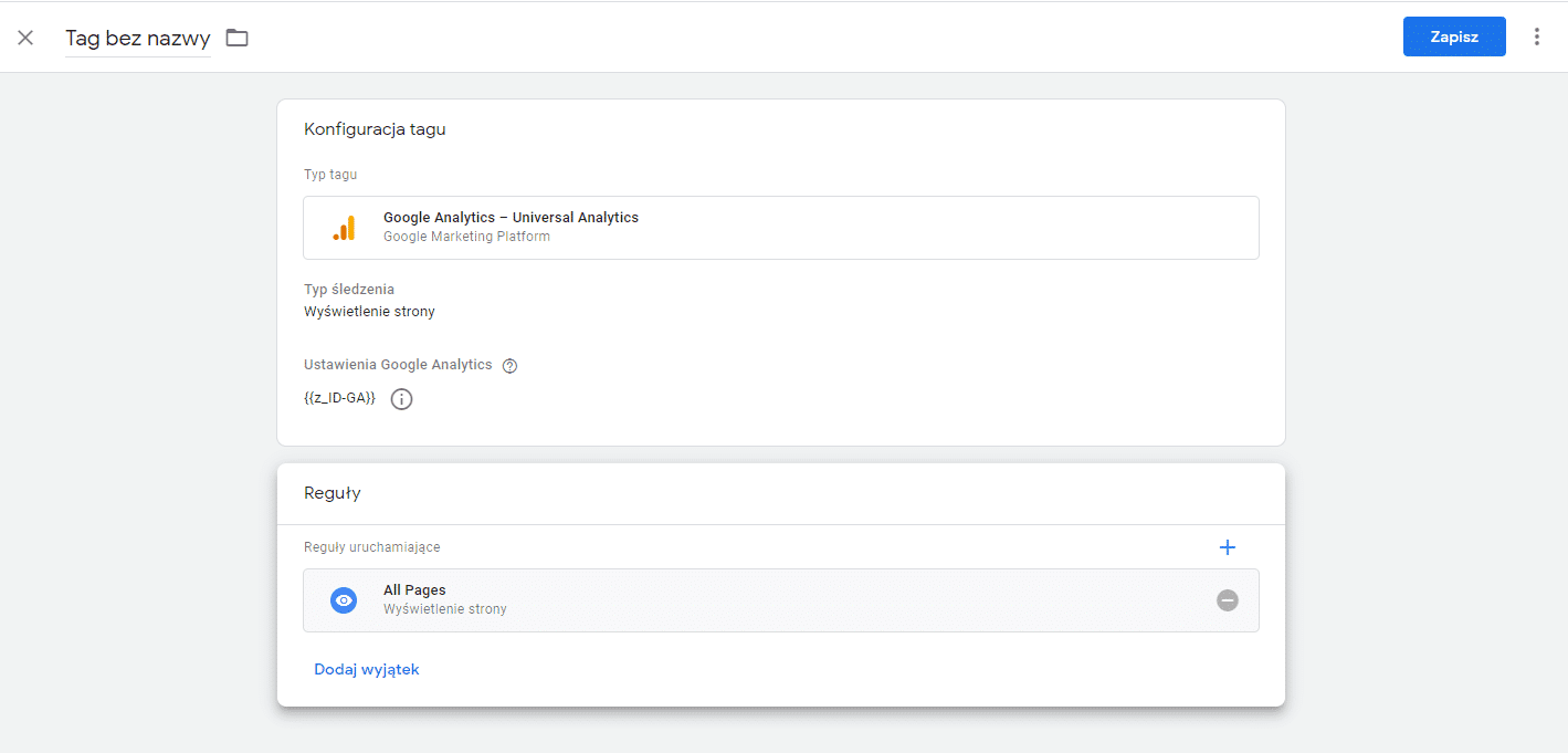 Konfiguracja reguł w Google Tag Manager
