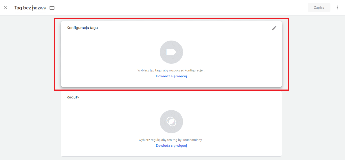 Konfiguracja tagu w Google Tag Manager