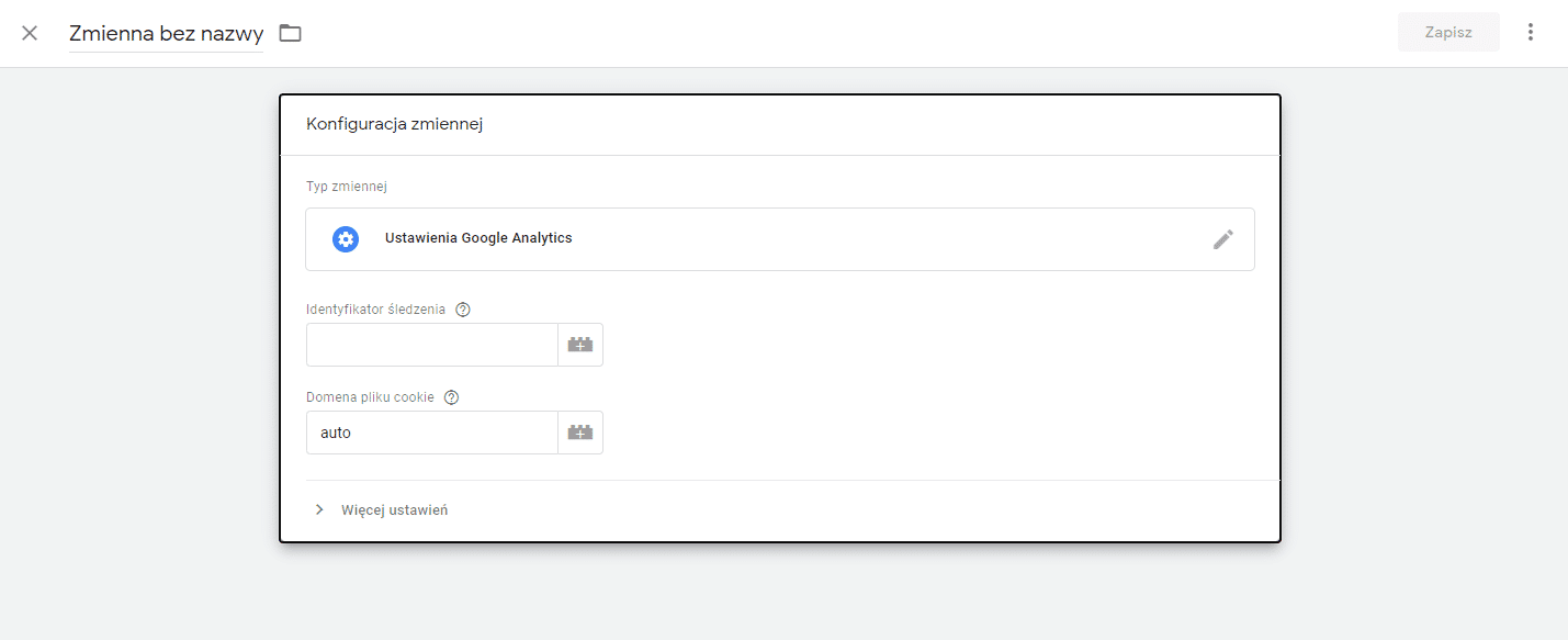 Konfiguracja zmiennej w Google Tag Manager
