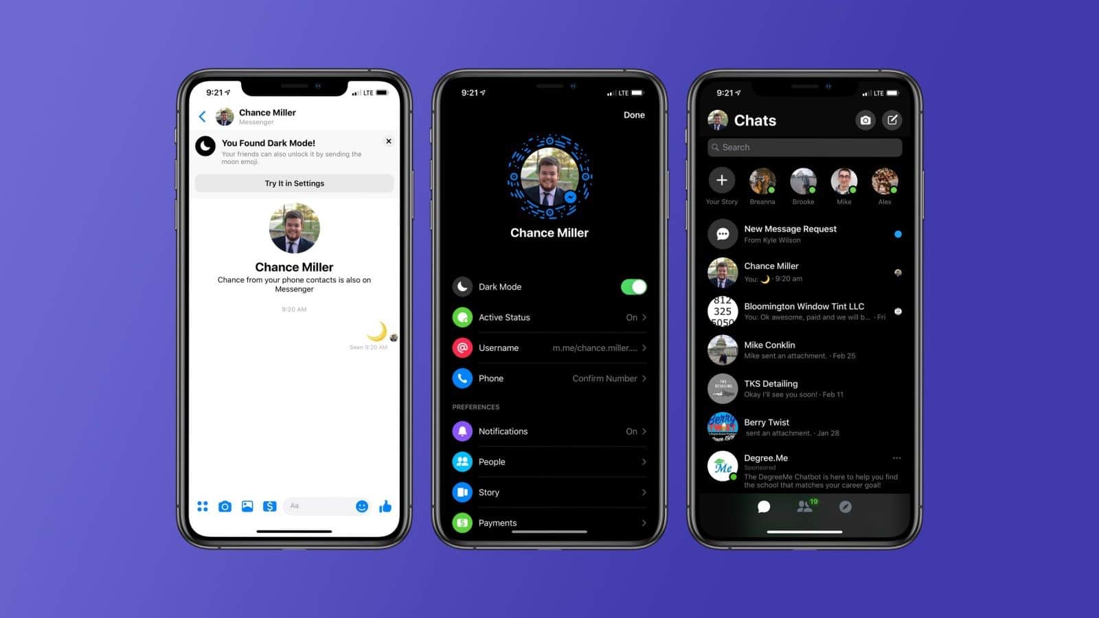 messenger tryb dark mode