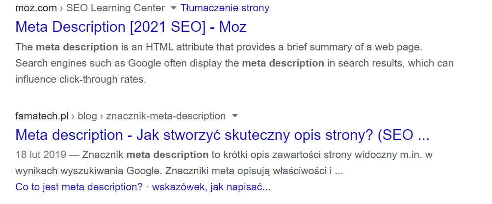 Meta description dopasowane do intencji użytkownika