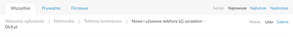 nawigacja obrazkowa na OLX