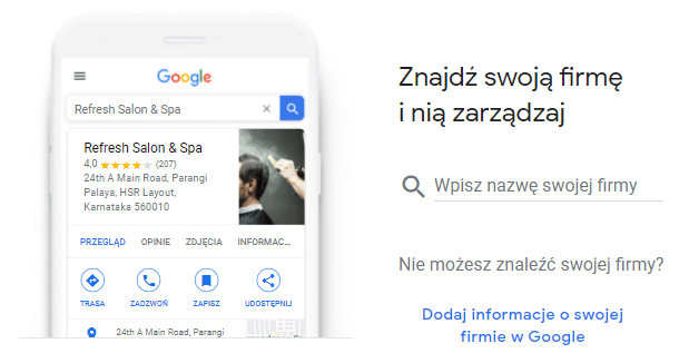 Nadanie nazwy firmie w Google Moja Firma