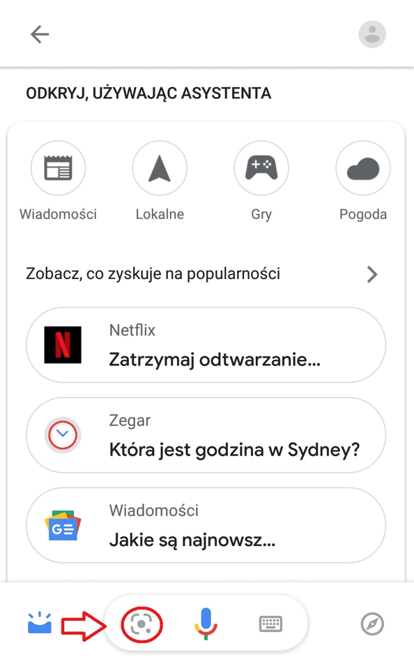 obiektyw w Asystencie Google