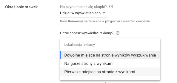 określanie stawek w Google Ads