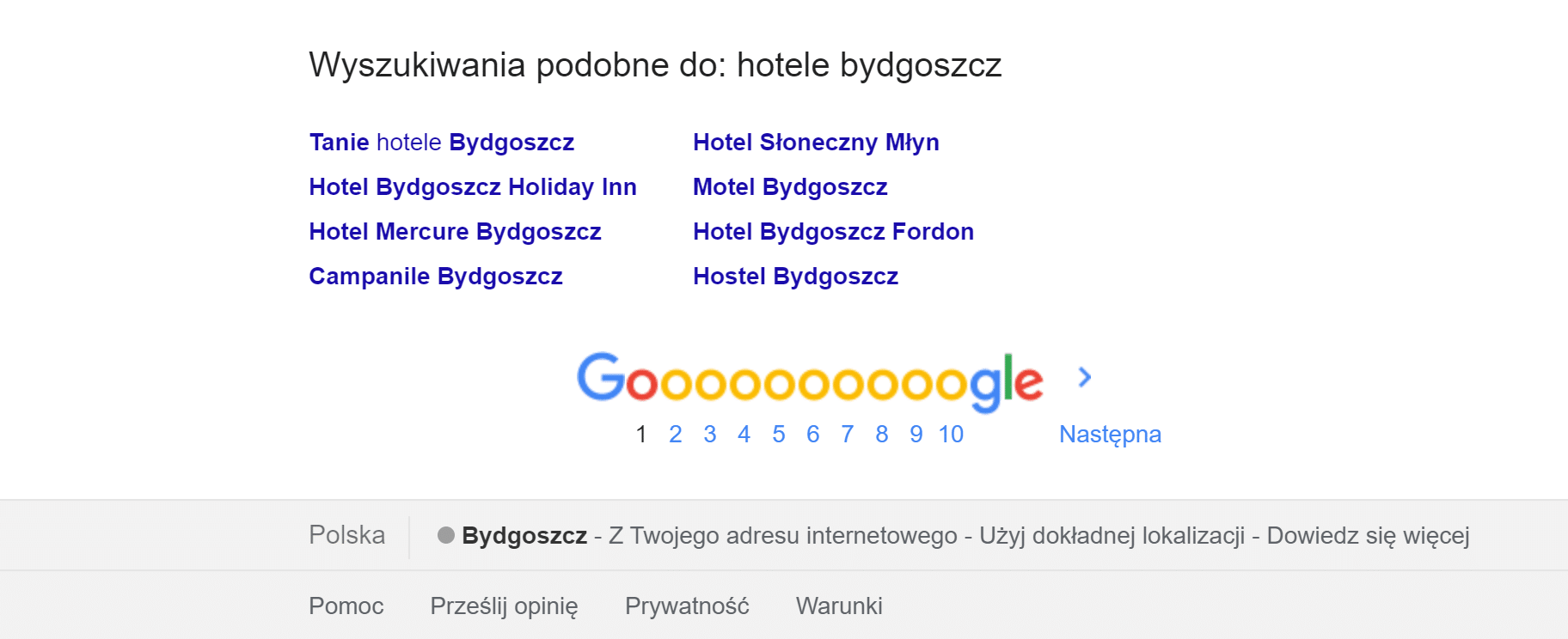 SERP składa się z listy propozycji