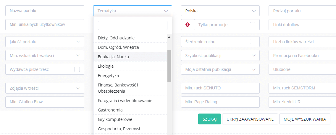 Wygląd panelu programu Whitepress