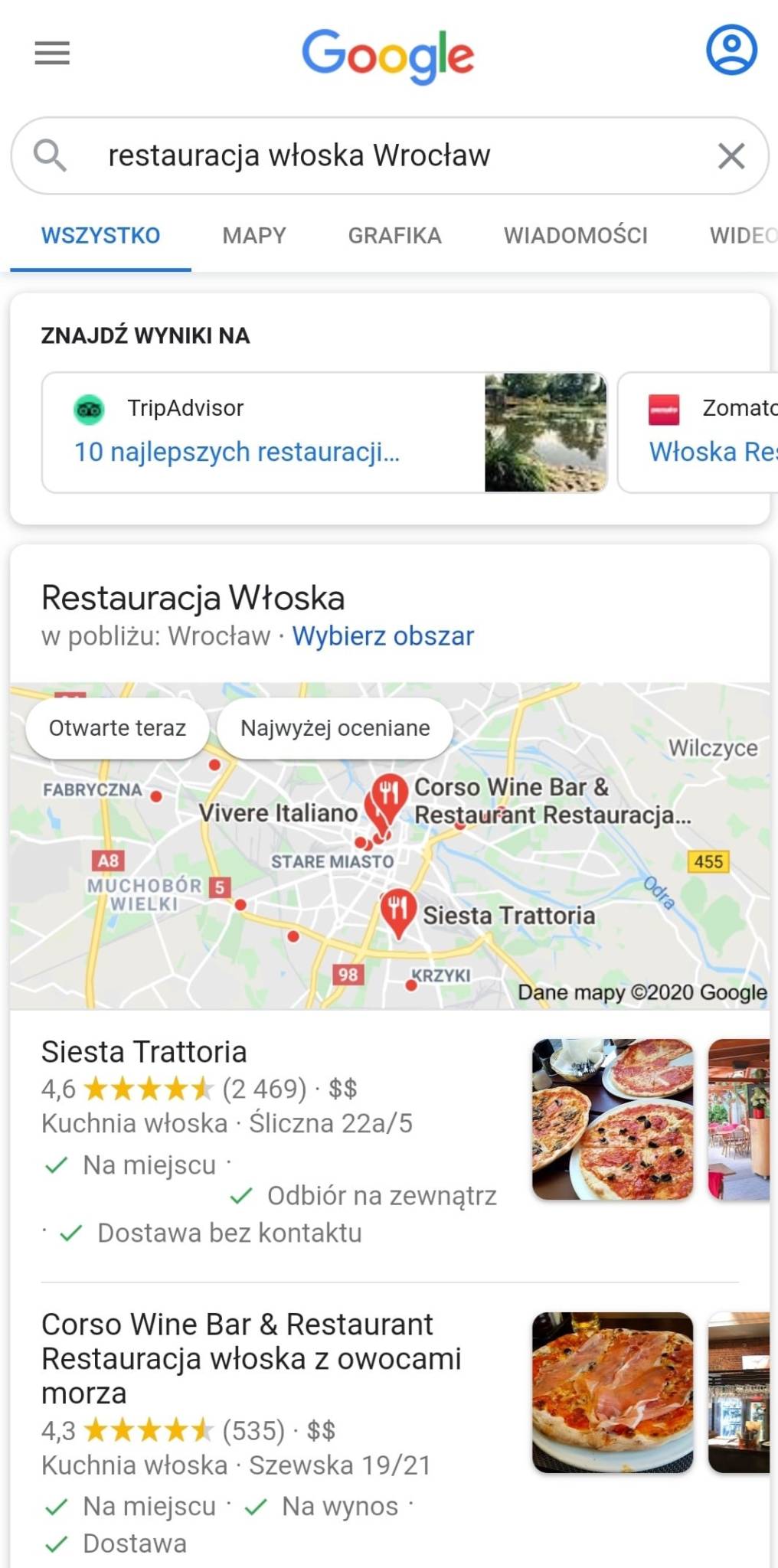 Wyszukiwarka Google na urządzeniu mobilnym