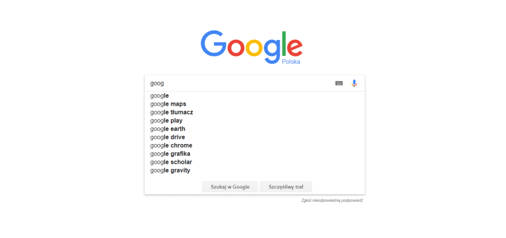 Autouzupełnianie Google ponownie wyświetla 10 podpowiedzi