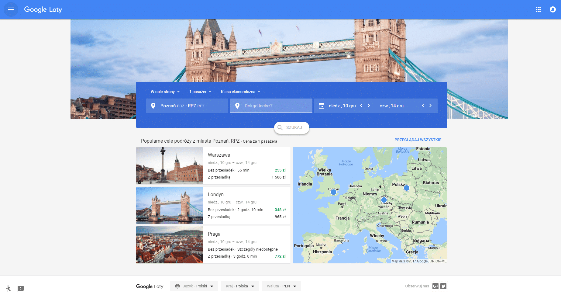 google flights nowy interfejs