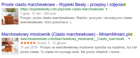 rich snippet dla ciasta marchewkowego