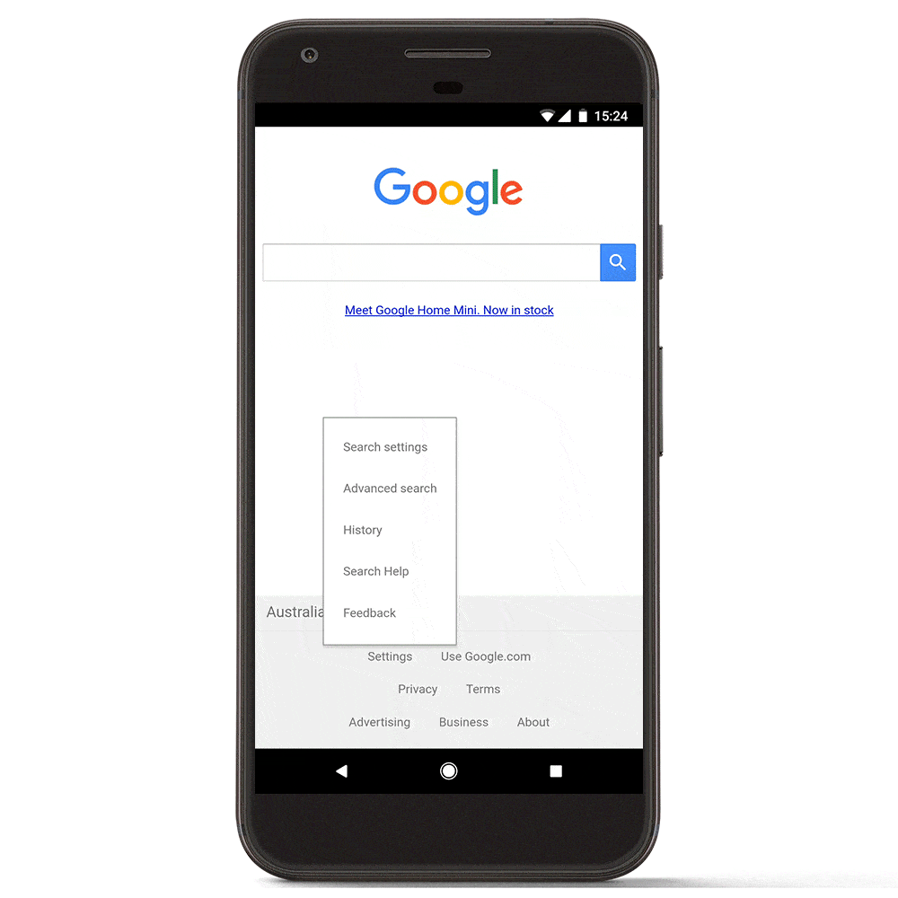 zmiana regionu wyszukiwania Google mobile