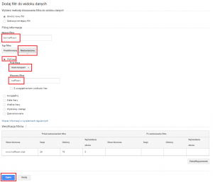 Dodawanie nowego filtra w Google Analytics