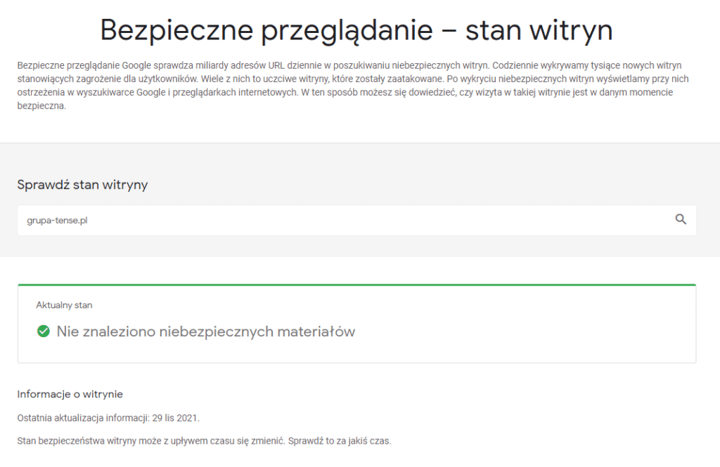 przykład wykorzystania Google Safe Browsing