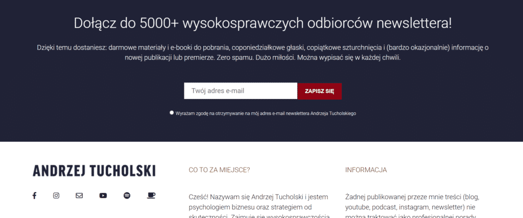 przykład stopki Andrzej Tucholski