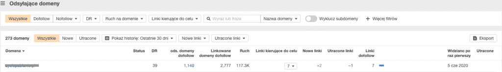 Ahrefs odsyłające domeny