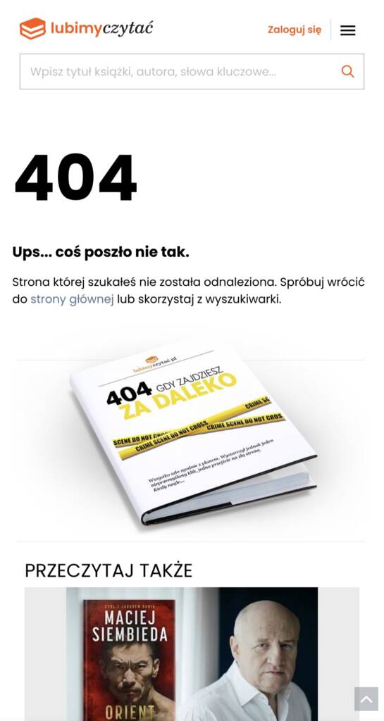 błąd 404 przykład strony