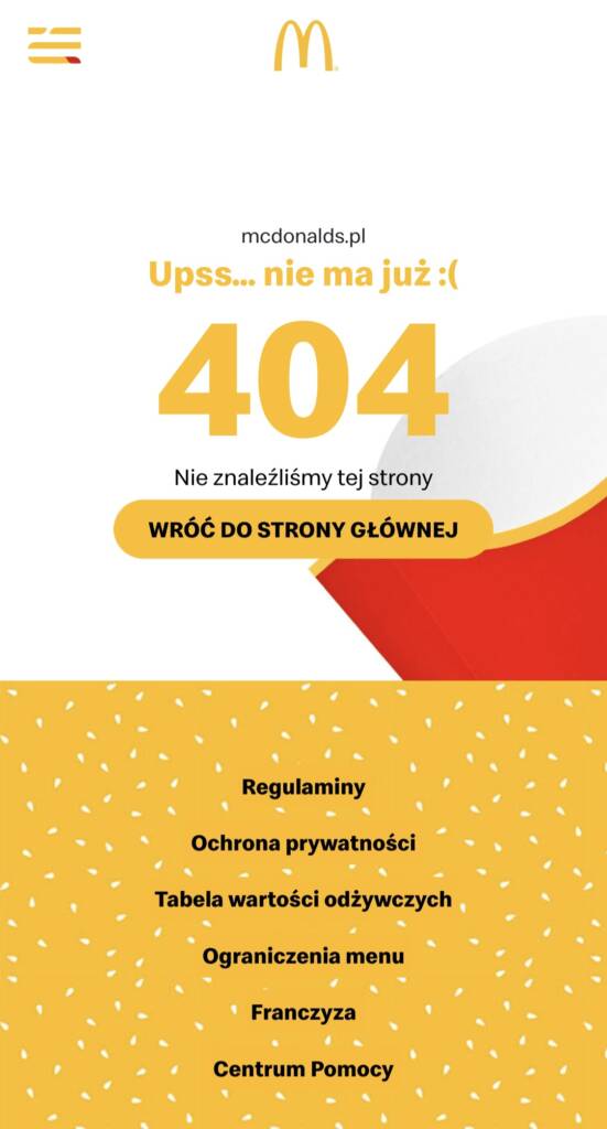 przykład strony 404