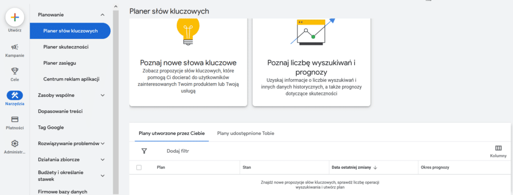 planer słów kluczowych